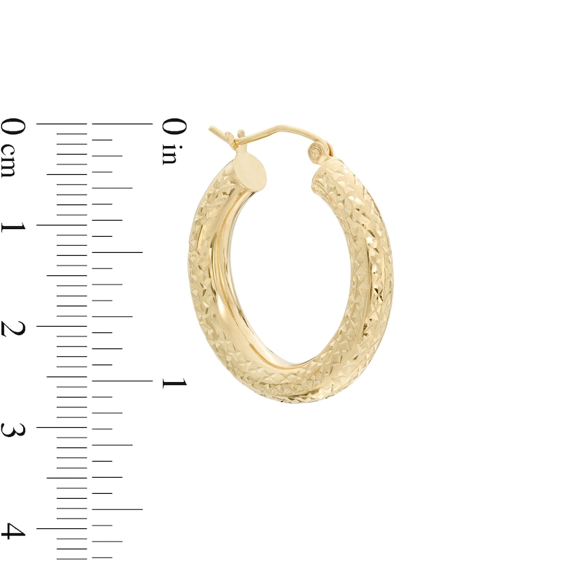 25mm Diamond- Cut Hoop Earrings in 14K Tube Hollow Gold
