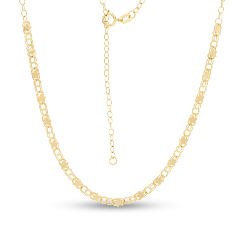 Star and Oval Choker Necklace in 10K Gold - 16"