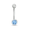 Thumbnail Image 0 of 14K White Gold Blue CZ Belly Button Ring - 14G 7/16"