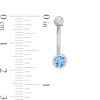 Thumbnail Image 1 of 14K White Gold Blue CZ Belly Button Ring - 14G 7/16"