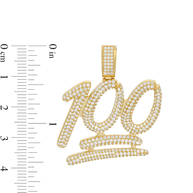 Cubic Zirconia "100" Necklace Charm in 10K Gold