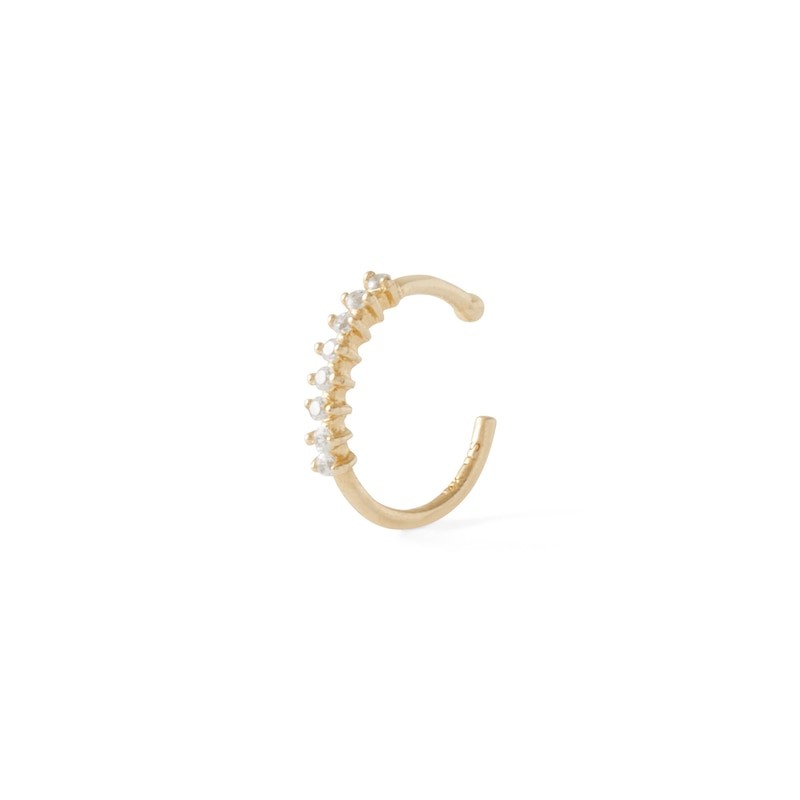 14K Solid Gold CZ Nose Ring - 20G 5/16"
