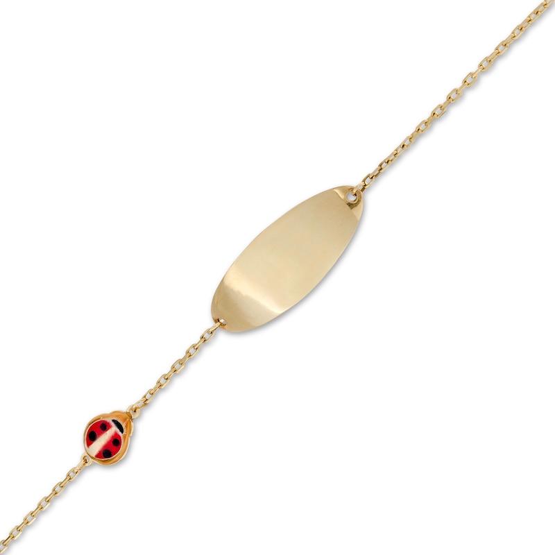 Child's Red and Black Enamel Ladybug ID Bracelet in 10K Gold - 6"