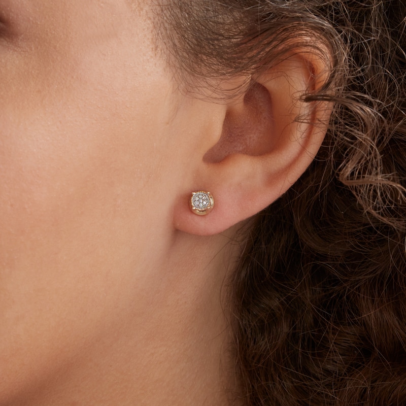 0.046 CT. T. W. Composite Diamond Vintage-Style Stud Earrings in 10K Gold