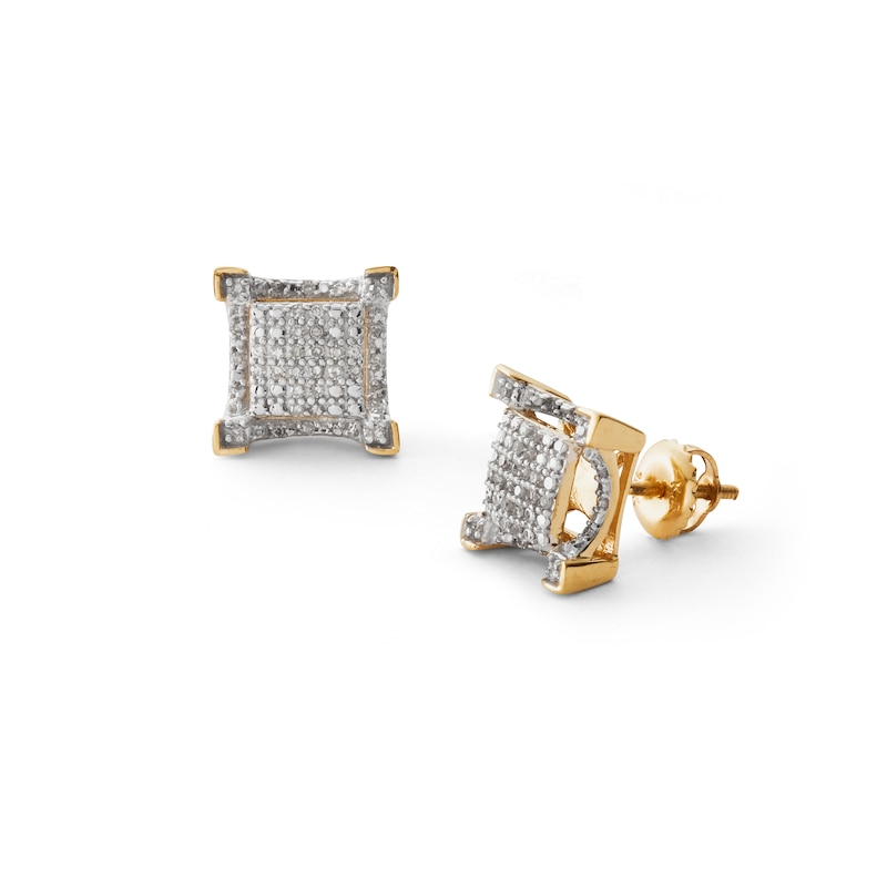 1/5 CT. T.W. Composite Diamond Square Frame Stud Earrings in 10K Gold