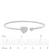 Thumbnail Image 1 of 1/6 CT. T.W. Diamond Double Heart Open Bangle in Sterling Silver Tube
