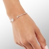 Thumbnail Image 2 of 1/6 CT. T.W. Diamond Double Heart Open Bangle in Sterling Silver Tube