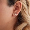 Thumbnail Image 2 of 10K Solid Gold CZ Heart and Puff Heart Stud Chain Single Earring