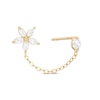Thumbnail Image 0 of Round and Marquise Cubic Zirconia Solitaire Stud with Flower Cuff Chain Single Earring in 10K Gold