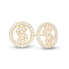 Thumbnail Image 0 of Cubic Zirconia Dollar Sign Circle Frame Stud Earrings in 10K Gold
