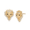 Thumbnail Image 0 of Cubic Zirconia Lion Head with Crown Stud Earrings in 10K Gold