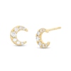 Thumbnail Image 0 of Cubic Zirconia Graduated Crescent Moon Stud Earrings in 10K Gold