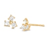 Thumbnail Image 0 of Princess-Cut Cubic Zirconia Trio Cluster Stud Earrings in 10K Gold
