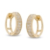 Thumbnail Image 0 of 1/8 CT. T.W. Diamond Triple Row Huggie Hoop Earrings in 10K Gold