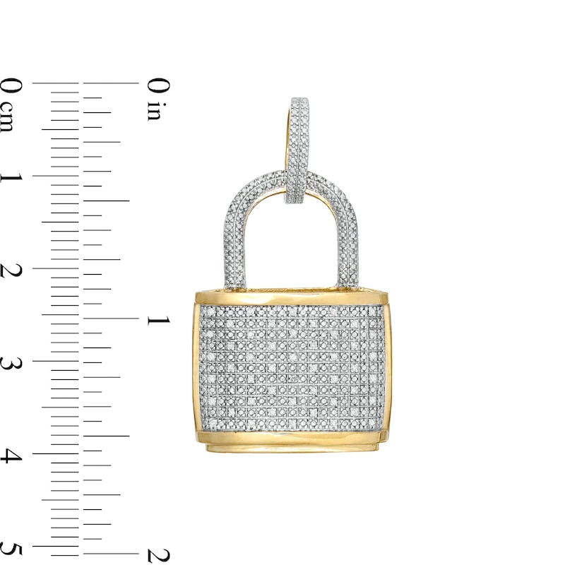 1/10 CT. T.W. Diamond Lock Necklace Charm in 10K Gold
