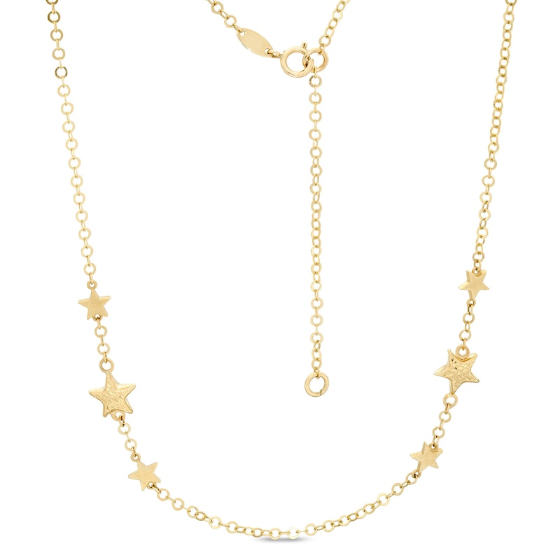 Diamond-Cut Star Station Cable Chain Necklace in 10K Gold