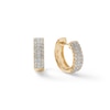 Thumbnail Image 0 of 1/2 CT. T.W. Diamond Three Row Huggie Hoop Earrings in 10K Gold