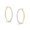 Thumbnail Image 0 of Made in Italy Cubic Zirconia Double Row Squared Hoop Earrings in 10K Gold Tube