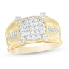 Thumbnail Image 0 of Cushion-Shaped Composite Cubic Zirconia Corner Accent Inlay Ring in 10K Gold - Size 10.5