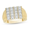 Thumbnail Image 0 of Cubic Zirconia Vertical Multi-Row Ribbed Shank Ring in 10K Gold - Size 10.5