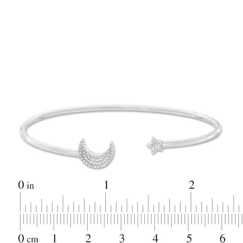 1/10 CT. T.W. Diamond Moon and Star Cuff Bracelet in Sterling Silver Tube