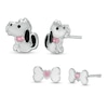 Thumbnail Image 0 of Child's Simulated Pink Crystal and Enamel Dog and Bone Stud Earrings Two Piece Set in Sterling Silver