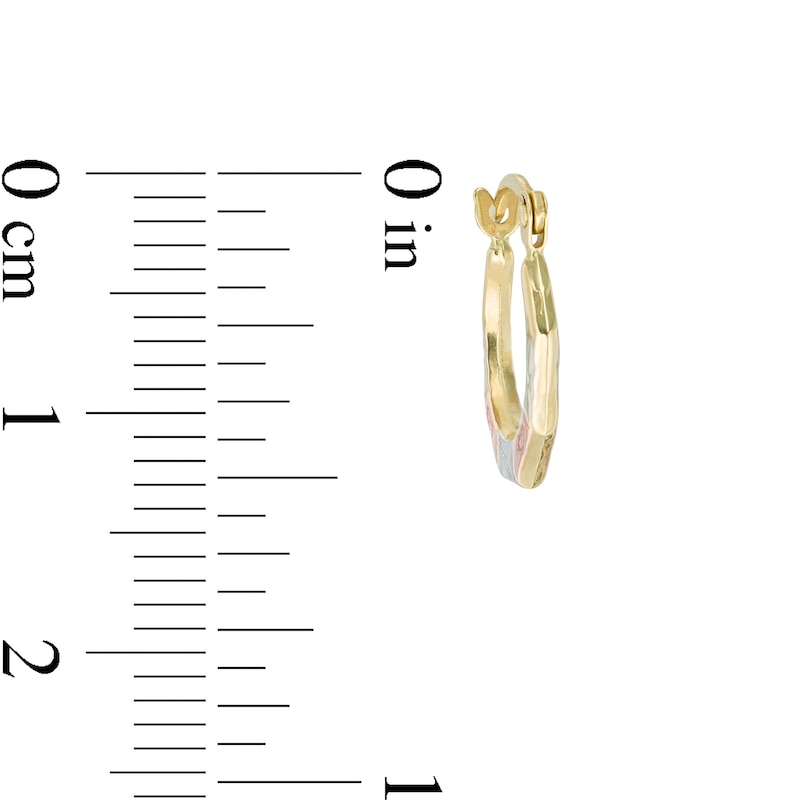 Child's "XO" Geometric Hoop Earrings in 10K Stamp Hollow Tri-Tone Gold