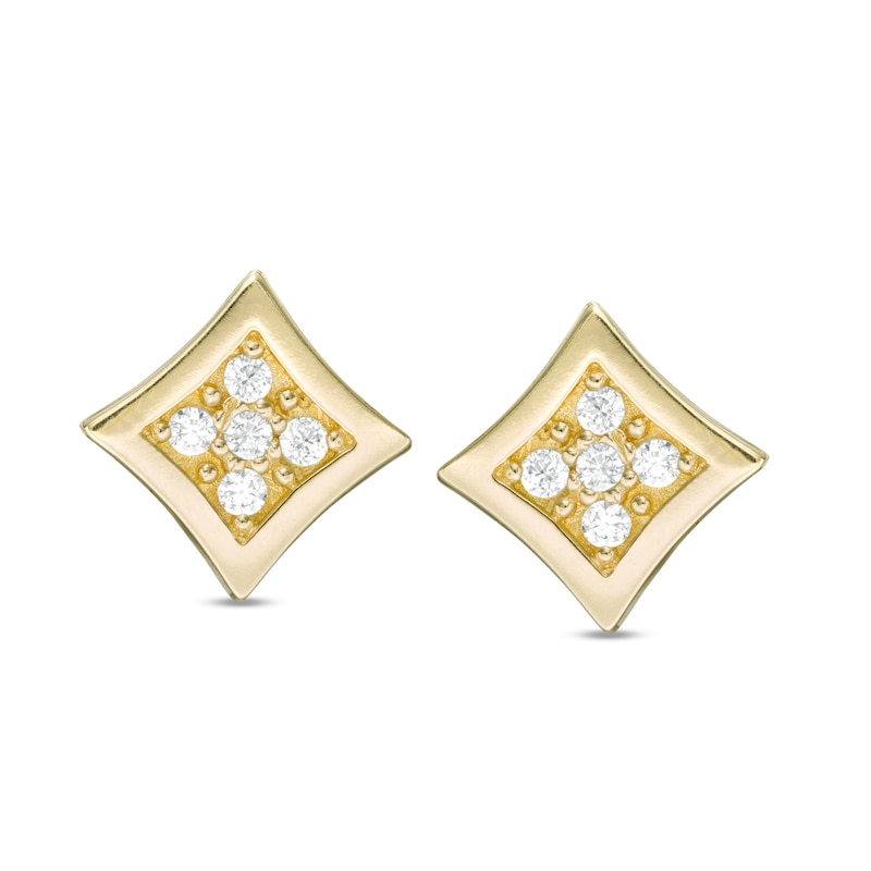 Child's Cubic Zirconia Cluster Concave Stud Earrings in 10K Gold