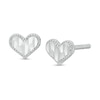 Thumbnail Image 0 of Child's Diamond-Cut Beaded Frame Heart Stud Earrings in Sterling Silver