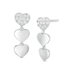 Thumbnail Image 0 of Child's Cubic Zirconia Three Hearts Drop Earrings in Sterling Silver