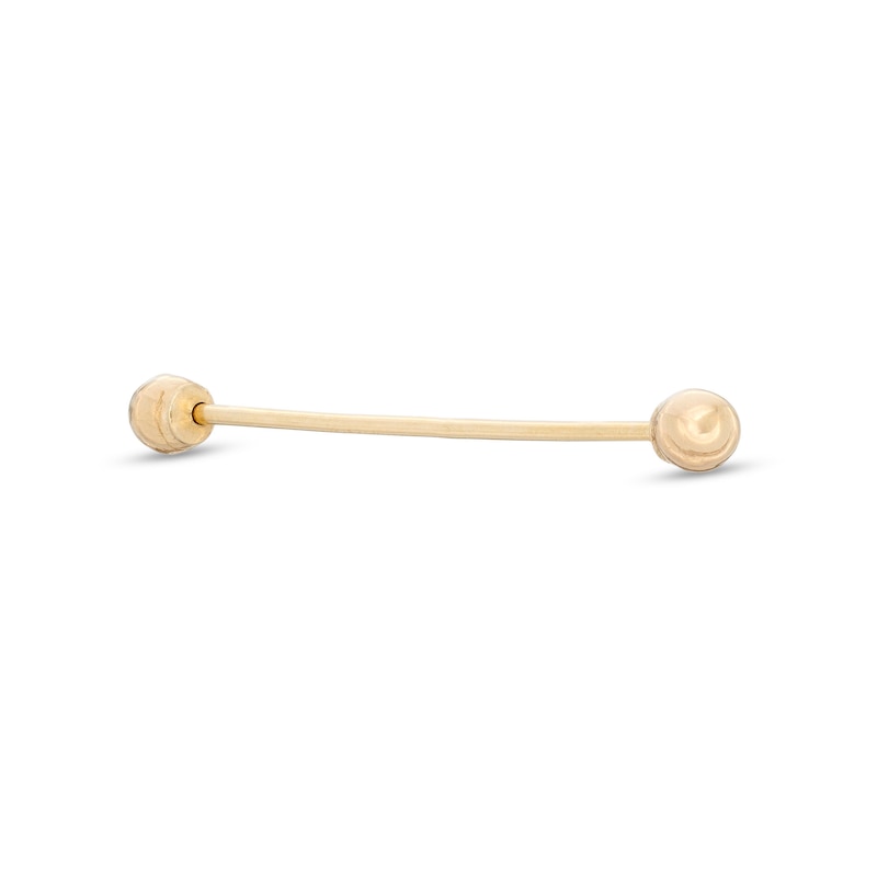 10K Solid Gold Industrial Barbell - 18G 1 1/2"