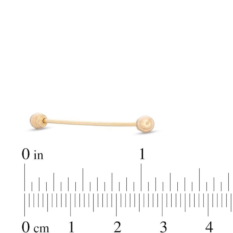 10K Solid Gold Industrial Barbell - 18G 1 1/2"