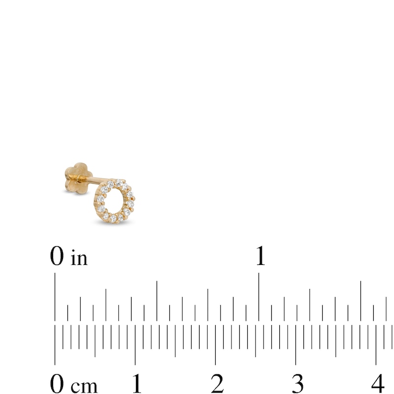 019 Gauge Cubic Zirconia Open Circle Cartilage Barbell in 14K Gold
