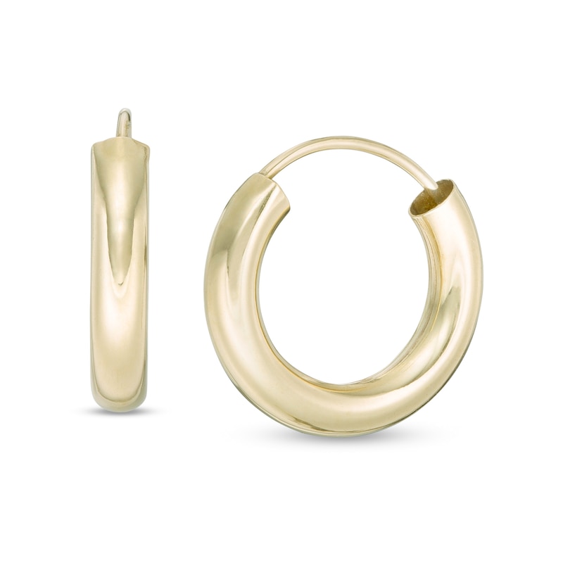 Child's 2.5 x 13mm Endless Hoop Earrings in 14K Tube Hollow Gold