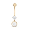 Thumbnail Image 0 of 014 Gauge 6.5mm Cubic Zirconia Dangle Belly Button Ring in 10K Gold