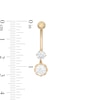 Thumbnail Image 1 of 014 Gauge 6.5mm Cubic Zirconia Dangle Belly Button Ring in 10K Gold