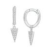 Thumbnail Image 0 of Cubic Zirconia Composite Triangle Dangle Huggie Hoop Earrings in Sterling Silver