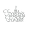 Thumbnail Image 0 of Cubic Zirconia Cursive "Together Forever" Triple Heart Necklace Charm in Sterling Silver