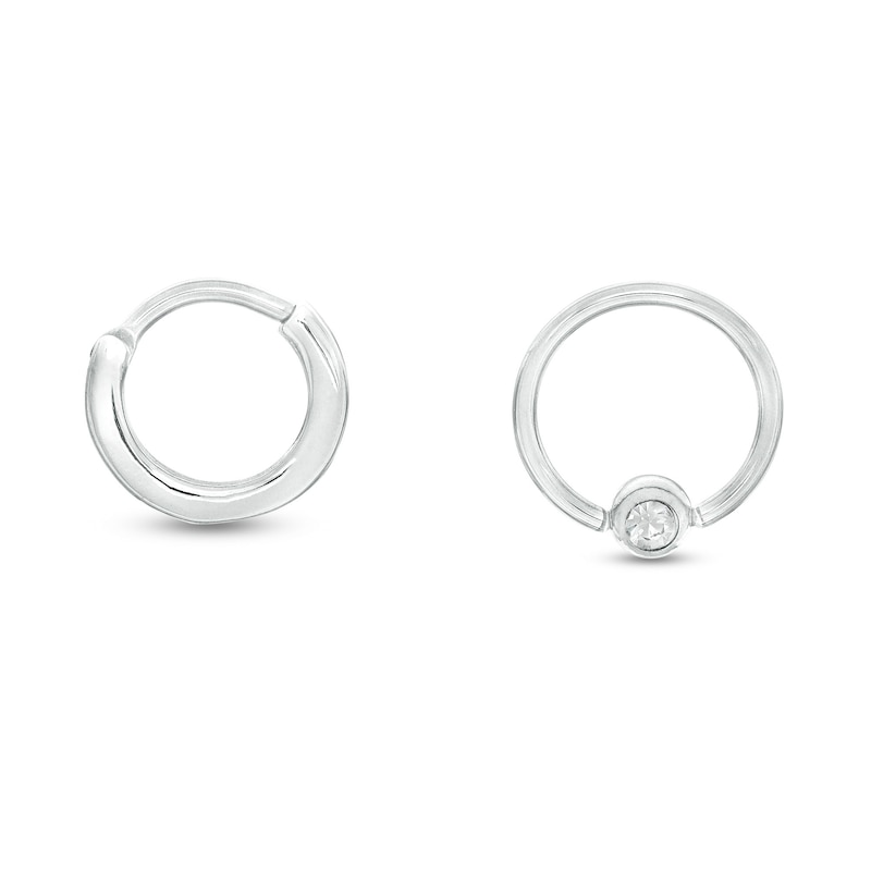 016 Gauge 3mm Cubic Zirconia Two Piece Captive Bead Ring and Hoop Set in Stainless Steel - 3/8"