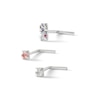Thumbnail Image 0 of Semi-Solid Sterling Silver Crystal L-Shaped Nose Stud Set - 22G