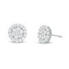 Thumbnail Image 0 of Cubic Zirconia Frame Flower Cluster Stud Earrings in Sterling Silver