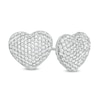 Thumbnail Image 0 of Cubic Zirconia Pavé Composite Puff Heart Stud Earrings in Sterling Silver
