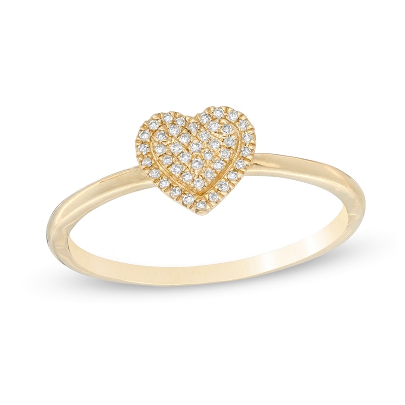 10K Solid Gold 1/20 CT. T.W. Diamond Heart Ring