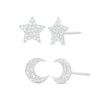 Thumbnail Image 0 of Cubic Zirconia Crescent Moon and Star Stud Earrings Set in Sterling Silver