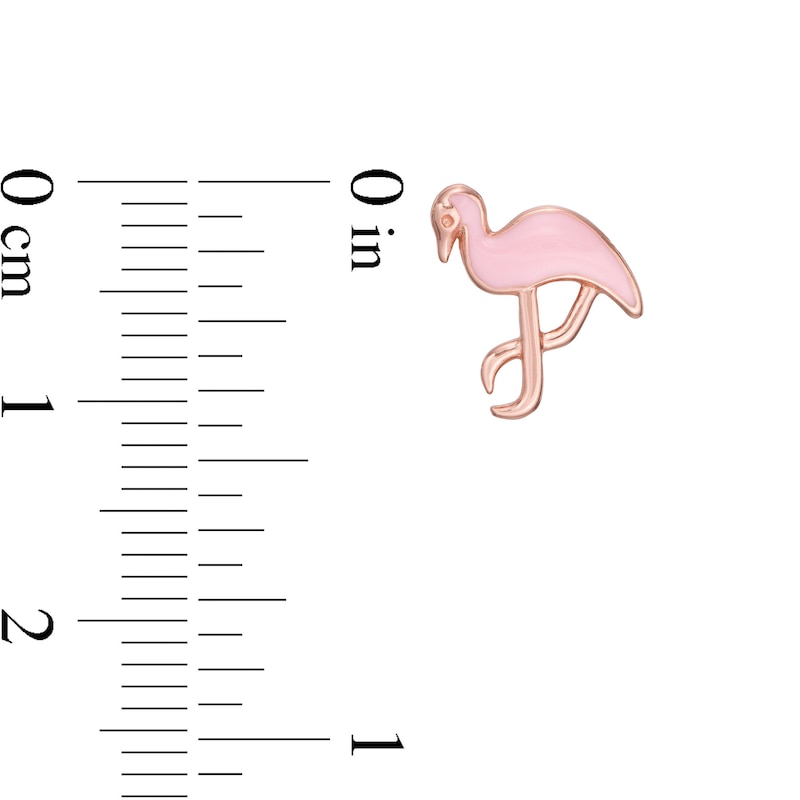 Child's Enamel Pink Flamingo in Sterling Silver with 14K Rose Gold Plate