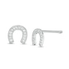 Thumbnail Image 0 of Child's Cubic Zirconia Horseshoe Stud Earrings in Sterling Silver