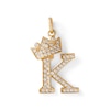 Thumbnail Image 0 of Cubic Zirconia "K" Initial with Tilted Crown Necklace Charm in 10K Solid Gold