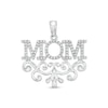 Thumbnail Image 0 of Cubic Zirconia "MOM" Filigree Swirl Necklace Charm in Sterling Silver