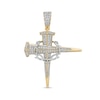 Thumbnail Image 0 of Cubic Zirconia Crown of Thorns Nail Cross Necklace Charm in 10K Two-Tone Gold
