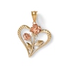 Thumbnail Image 0 of Diamond-Cut Double Rose Heart Necklace Charm in 10K Solid Two-Tone Gold